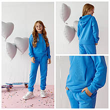 Спортивний костюм для дівчинки худі та джогери , дівчачий спортивний костюм блакитного кольору