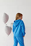 Спортивний костюм для дівчинки худі та джогери, дівчачий спортивний костюм демісезонний колір блакитний 140, фото 2