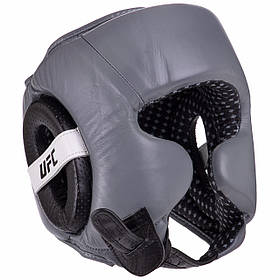 Шолом боксерський у мексиканському стилі шкіряний UFC PRO Training UHK-69958 S срібний-чорний