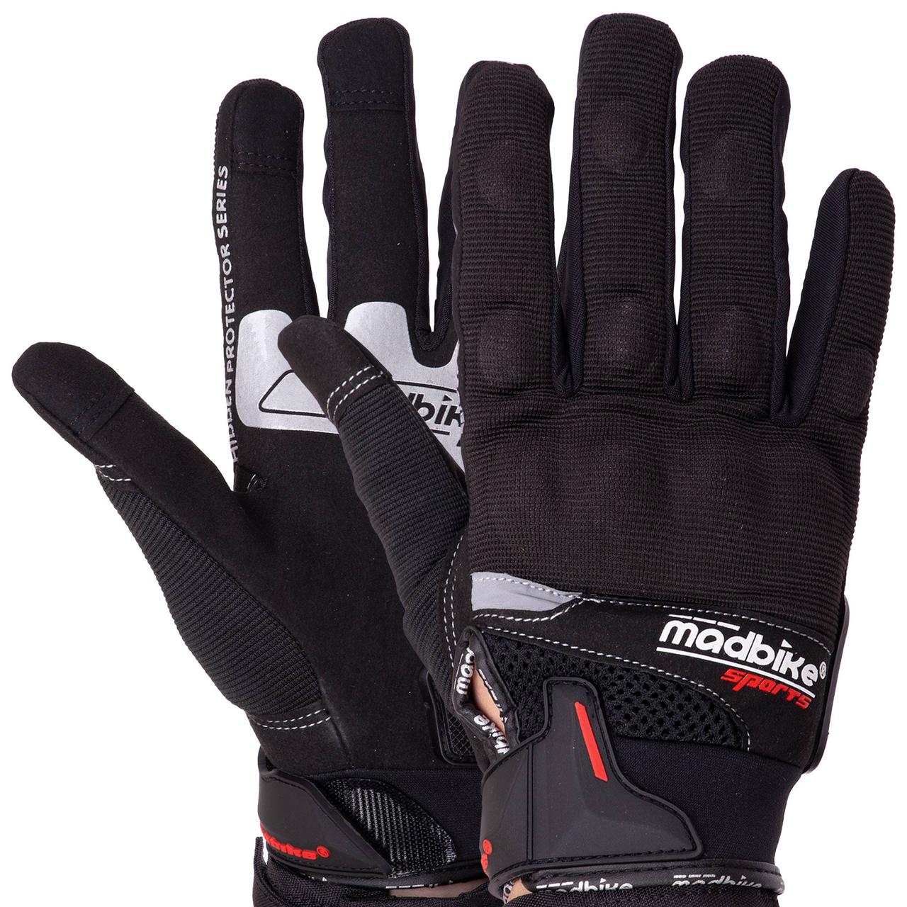 Мотоперчатки MADBIKE MAD-04-BK L-XXXL чорний-білий