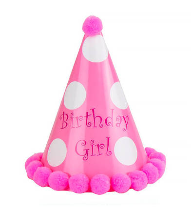 Ковпачки на день народження "Birthday girl" (1 шт.), колір - рожевий, фото 1