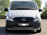 Защита переднего бампера (двойная нержавеющая труба - двойной ус) Mercedes-Benz Vito (10-16)