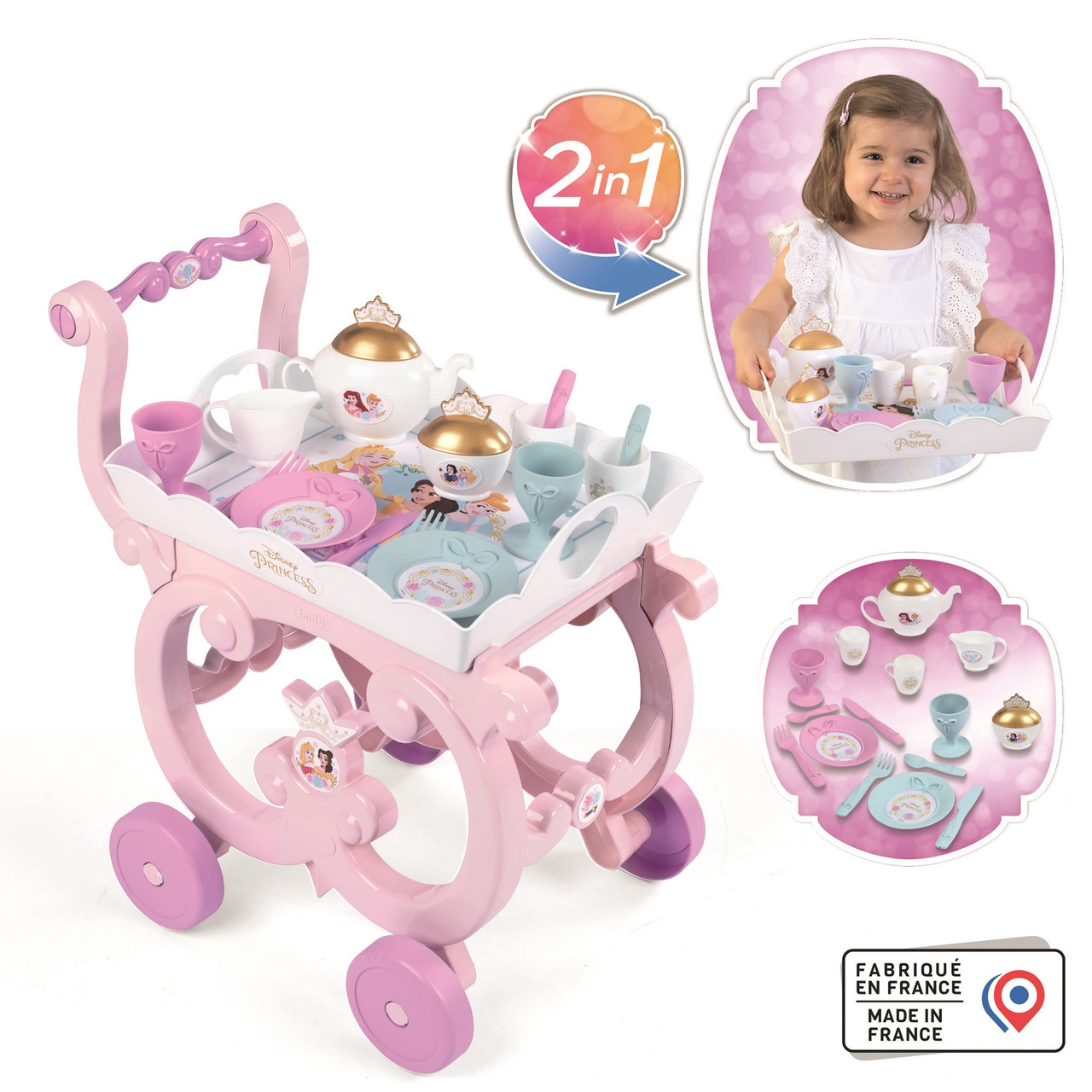 Візок Smoby Дісней Принцеси Знімна таця і сервіз 17 аксесуарів (312502)