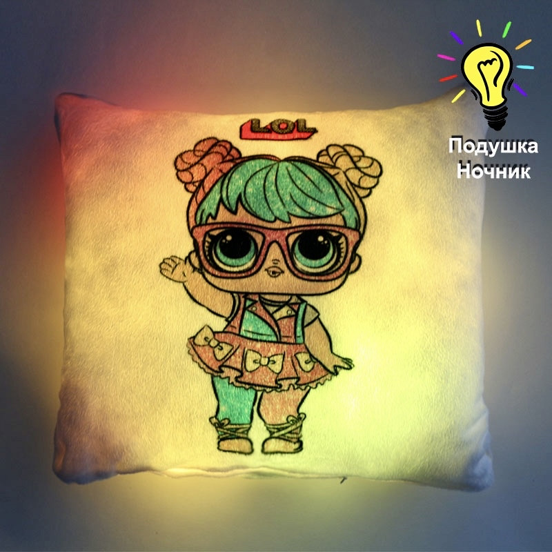 Подушка нічник LOL — дитяча подушка лялька LOL, декоративна світна подушка №3