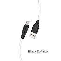 Кабель HOCO X21 Plus USB - Micro 2.4A, 1m, силиконовый, силиконовые разъемы, цвет черный+White