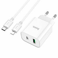 Сетевое зарядное устройство HOCO C80A Plus Rapido PD20W+QC3.0 charger set(C - iP), цвет белый