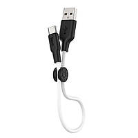 Кабель HOCO X21 Plus USB - Type-C 3A, 0.25m, силіконовий, силіконові конектори, колір чорний+White