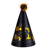 Колпачки на день рождение "Birthday" (1 шт.), цвет - чёрный