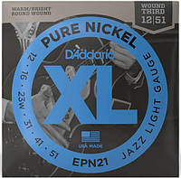 Струны для электрогитары D'Addario EPN21 XL PURE NICKEL JAZZ LIGHT (12-51)