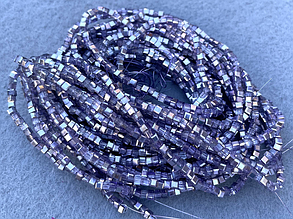 Кришталеві намистини 2мм кубик, грановані - фіолетовий