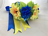 Віночок на голову жовто блакитний зі стрічками, фото 5