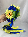 Віночок на голову жовто блакитний зі стрічками, фото 3