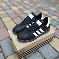 Мужские кроссовки Adidas Spezial Black White Обувь Адидас Специал черно-белые кожаные кеды низкие весна осень
