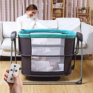 Приставне ліжечко для новонароджених із функцією гойдання (3-в-1, музика, USB, таймер) Mastela8903 Бірюзовий, фото 2