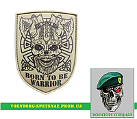 Шеврон патч ПВХ "Щит череп викинг "Рожденный быть воином"" (morale patch) сделаем любой шеврон!