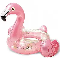 Надувной круг для плавания Розовый Фламинго с блестками Intex 56251 (71*89 см., от 9 лет, до 60 кг.) 2507