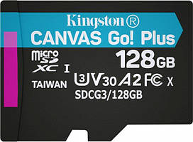 Карта пам'яті microSDXC 128GB Class 10 UHS-I Kingston CANVAS Go! Plus (SDCG3/128GB) R170MBs + адаптер нова