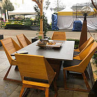 Quan Garden Art Комплект мебели с грилем-очагом Quadro коричневый 180см QN93063