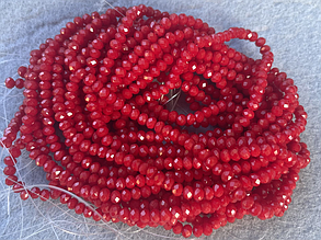 Кришталеві намистини 3*3,5мм, грановані - червоний 1