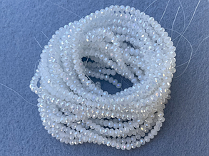 Кришталеві намистини 3*3,5мм, грановані - білий