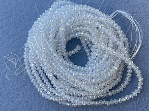 Кришталеві намистини 3*3,5мм, грановані - прозорий голограма