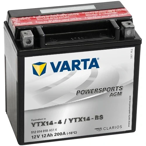 Акумулятор Varta YTX14-BS 12Ah 200A - фото 2 - id-p1900844502