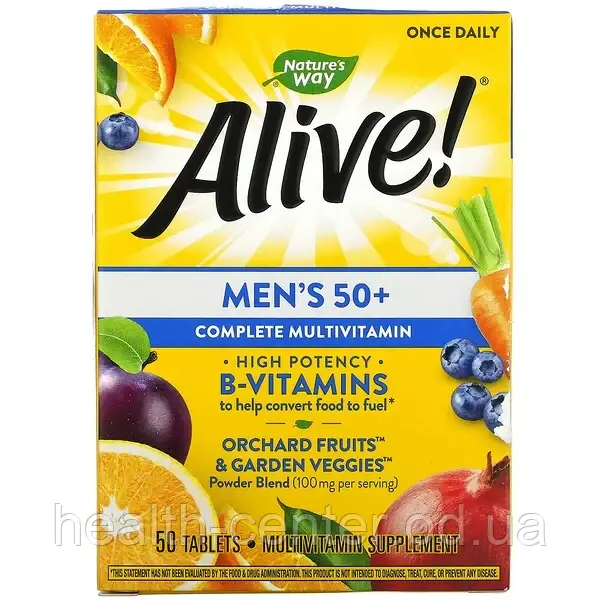 Вітаміни для чоловіків 50+, 50 таб Alive! Nature's Way USA