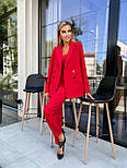 Червоний жіночий класичний костюм-трійка - піджак, брюки і топ, фото 7