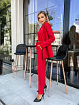 Червоний жіночий класичний костюм-трійка - піджак, брюки і топ, фото 6
