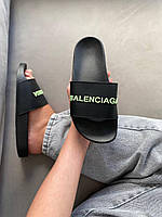 Шлепанцы женские Balenciaga Logo Slides Black Green