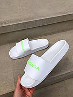 Шлепанцы женские Balenciaga Logo Slides White Green Lime