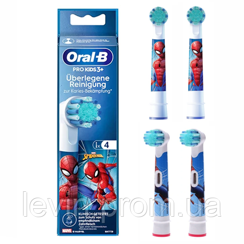 Дитячі насадки на зубні щітки ORAL-B Spider-Man зубні насадки орал би людина-павук для хлопчиків 4 шт.