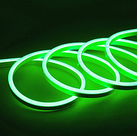 Лента силиконовая LED NEON Зеленая 5 м 12V-220V | Гибкая светодиодная лента | Подсветка неон