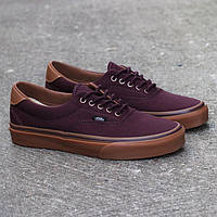 Кеди унісекс текстильні Vans Era 59 Burgundy "Бордові на коричневій підошві" р. 4.5-7 (35-39)