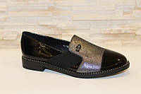 Туфли женские черные с серебром Т57