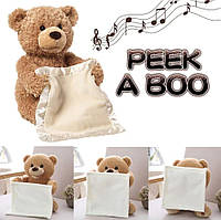 Милый медведь электрический музыкальный, 33 см | Мягкая игрушка развивающая | Игрушка Peek A Boo