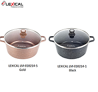 Кастрюля LEXICAL LM-010214 (Black, Golden) | Кастрюля с антипригарным покрытием