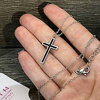 Классический женский крестик с цирконами на прочной цепочке из ювелирной стали - оригинальный подарок девушке