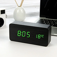 Настольные часы VST-862 с термометром зеленые | Электронный будильник | Светодиодные цифровые часы