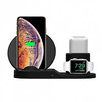 Док станция с беспроводной зарядкой wireless fast charger 3 in1 | Беспроводное зарядное устройство