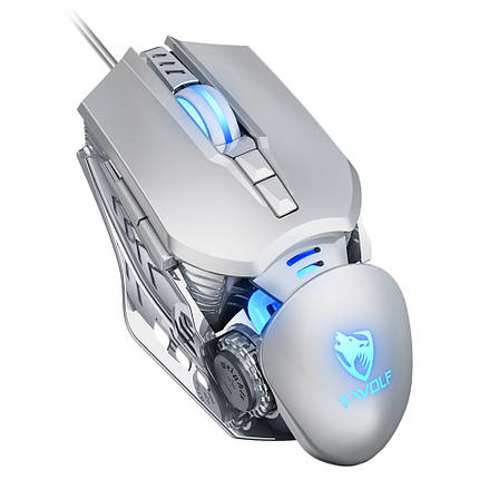 Ігрова комп'ютерна мишка з підсвічуванням T-Wolf G530 Robocop. Дротова комп'ютерна мишка 6400 DPI, 7 кнопок, фото 1
