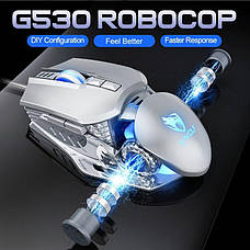 Ігрова комп'ютерна мишка з підсвічуванням T-Wolf G530 Robocop. Дротова комп'ютерна мишка 6400 DPI, 7 кнопок, фото 3