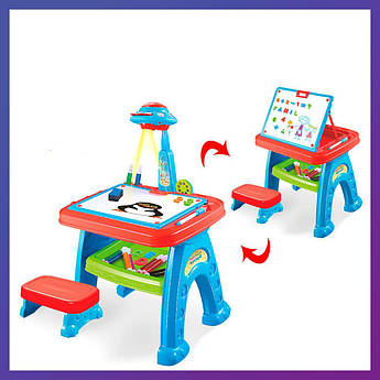 Дитячий мольберт магнітний зі стільчиком Limo Toy AK 0005 2в1 Проєктор для малювання