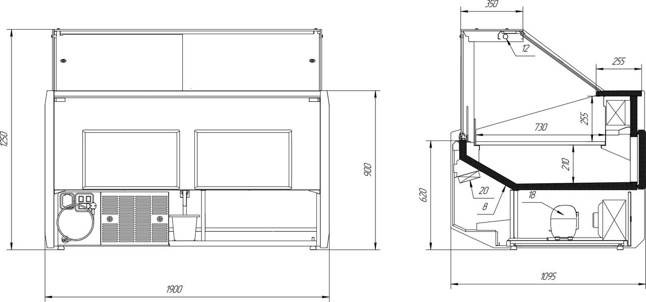 Холодильная витрина FGL190A рестайлинг газлифт FREEZEPOINT (-2..+8) - фото 5 - id-p1900998367