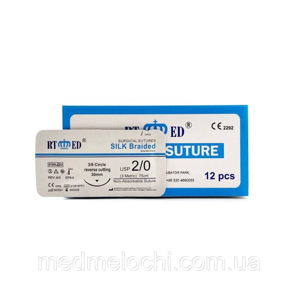 Шовк RT-med USP 2/0 (EP 3) зі звор. ріж. голкою 30мм 3/8 кола