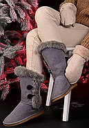 Уггі жіночі зимові сірі натуральна замша С203, фото 7