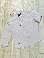 Белая детская рубашка стойка воротник на мальчика 3-7 лет 98-122 Breeze.