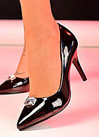 Туфли женские черные на каблуке Т1537 38