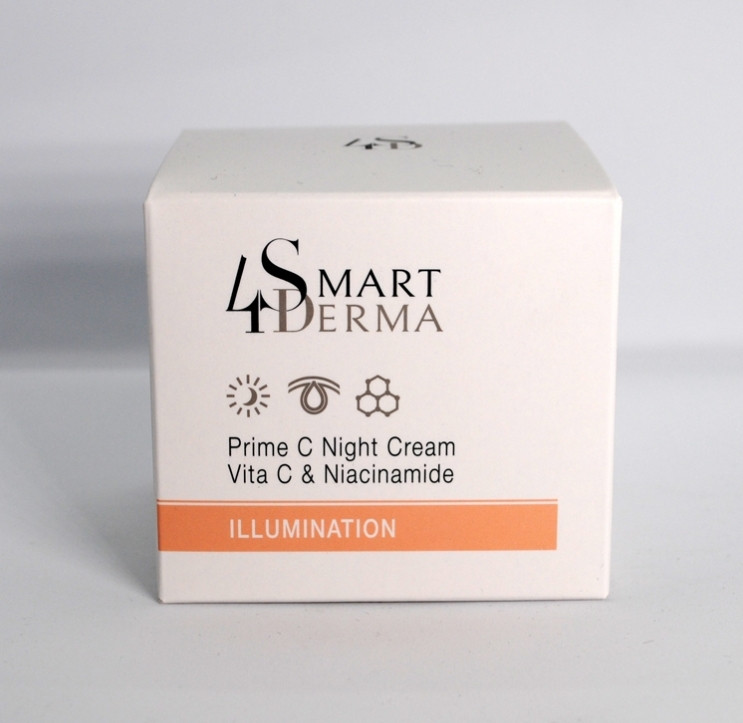 Суперантиоксидантний освітлюючий нічний крем Smart4Derma Illumination Prime C Night Cream Vita C & Niacinamide