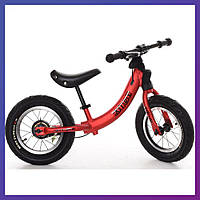Детский беговел велобег на резиновых надувных колесах 12 дюймов PROF1 KIDS M 5450A-1 красный